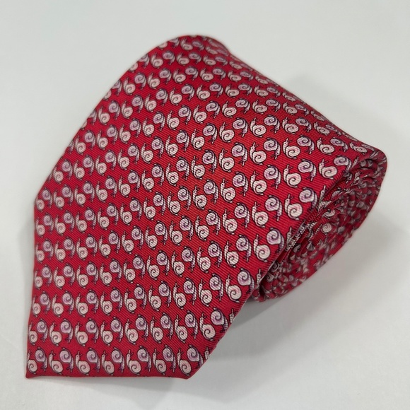 Jos. A. Bank Executive Collection Red Pink Snail Pattern Silk Necktie Tie - Picture 1 of 8